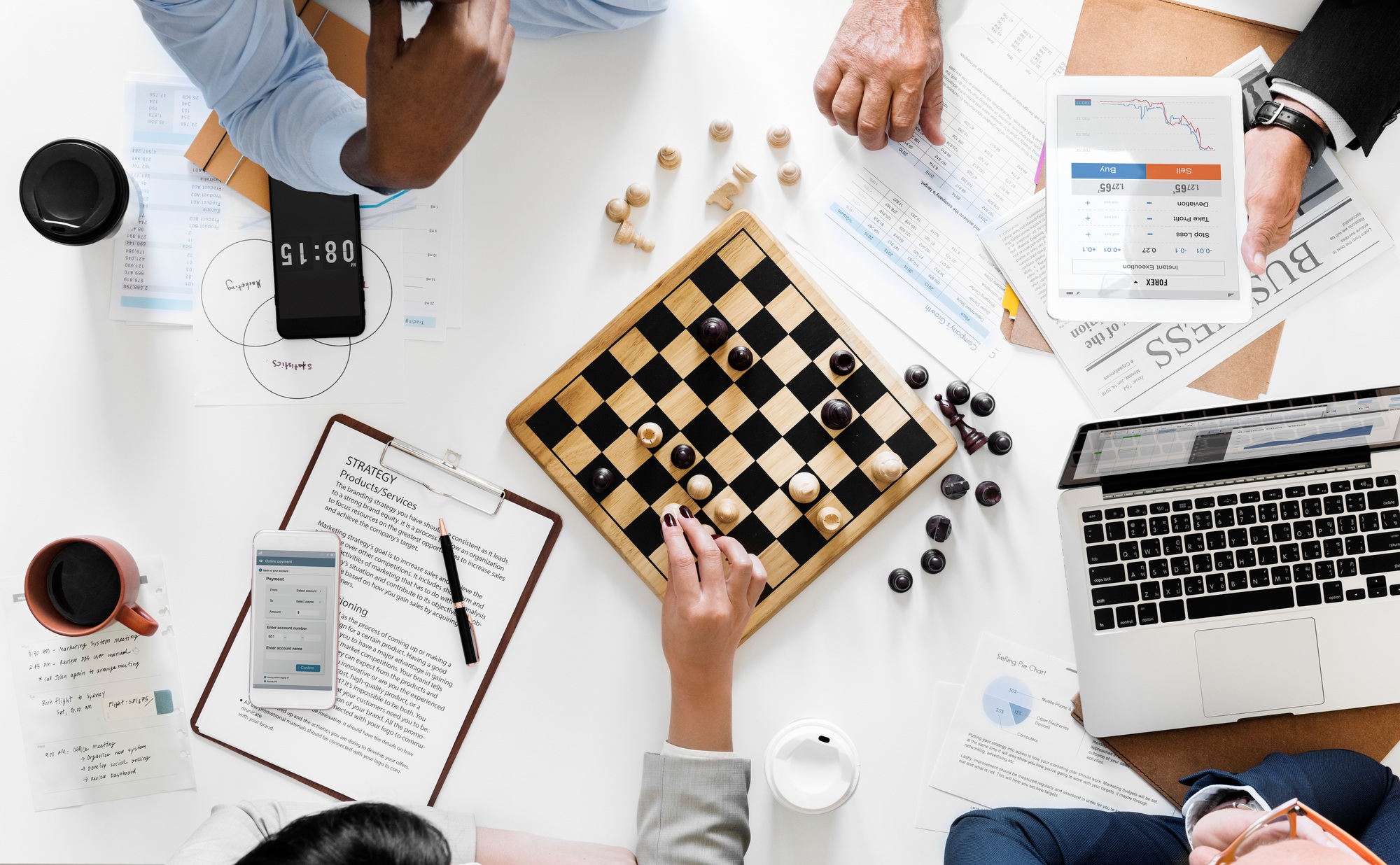 Jeu d'échecs, concept de stratégie commerciale